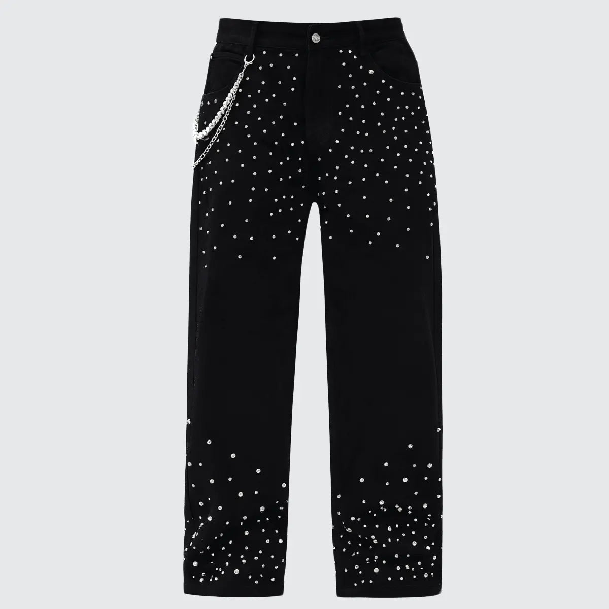 BAC Unisex Rhinestone-Embellished Relaxed Straight-Leg Jeans Brick Angels Clothing