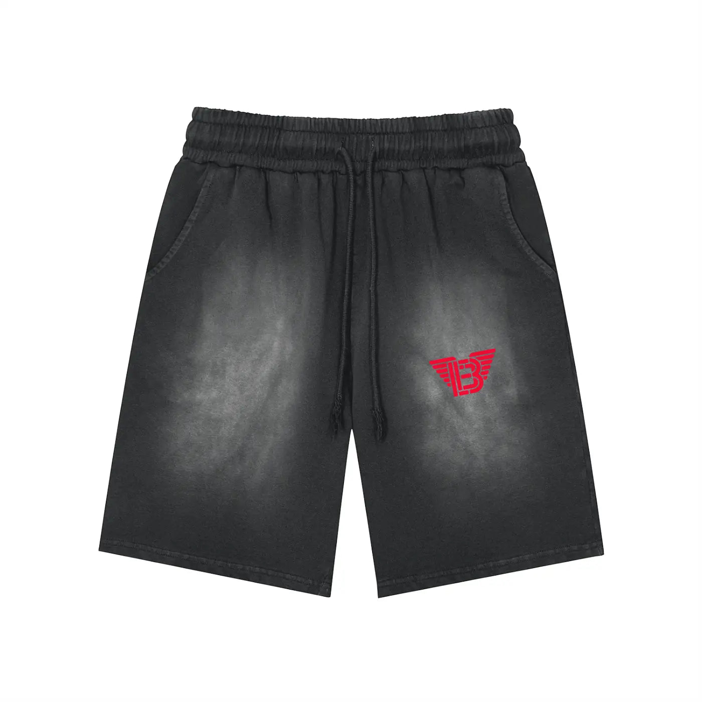BAC Rectangle Patch Monkey Washed Red Logo Shorts ODMPOD