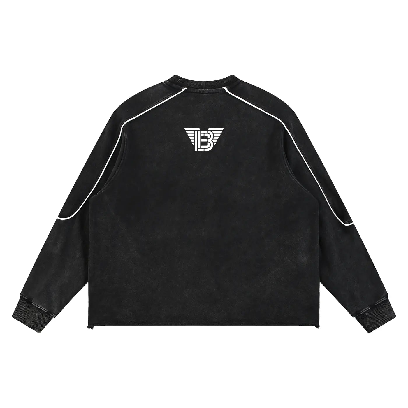 BAC Mineral Wash Piping Raw Hem Sweatshirt White Logo ODMPOD