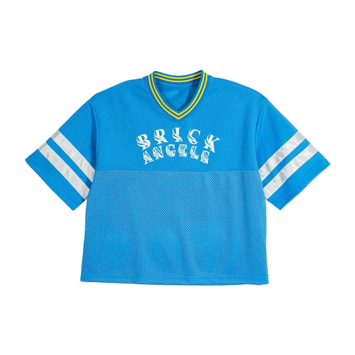 BAC Unisex Oversized Cropped Vintage Jacquard-collar Mesh T-shirt（290GSM） Brick Angels Clothing