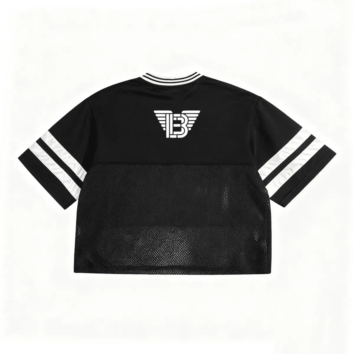 BAC Unisex Oversized Cropped Vintage Jacquard-collar Mesh T-shirt（290GSM） Brick Angels Clothing