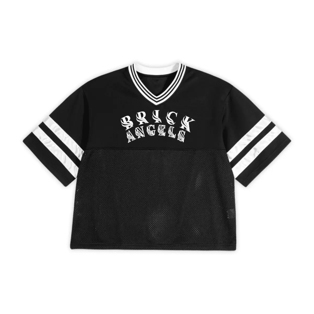 BAC Unisex Oversized Cropped Vintage Jacquard-collar Mesh T-shirt（290GSM） Brick Angels Clothing