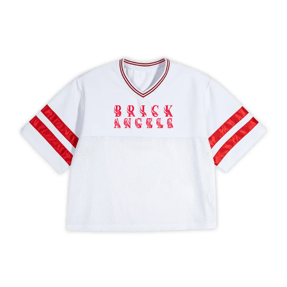 BAC Unisex Oversized Cropped Vintage Jacquard-collar Mesh T-shirt（290GSM） Brick Angels Clothing