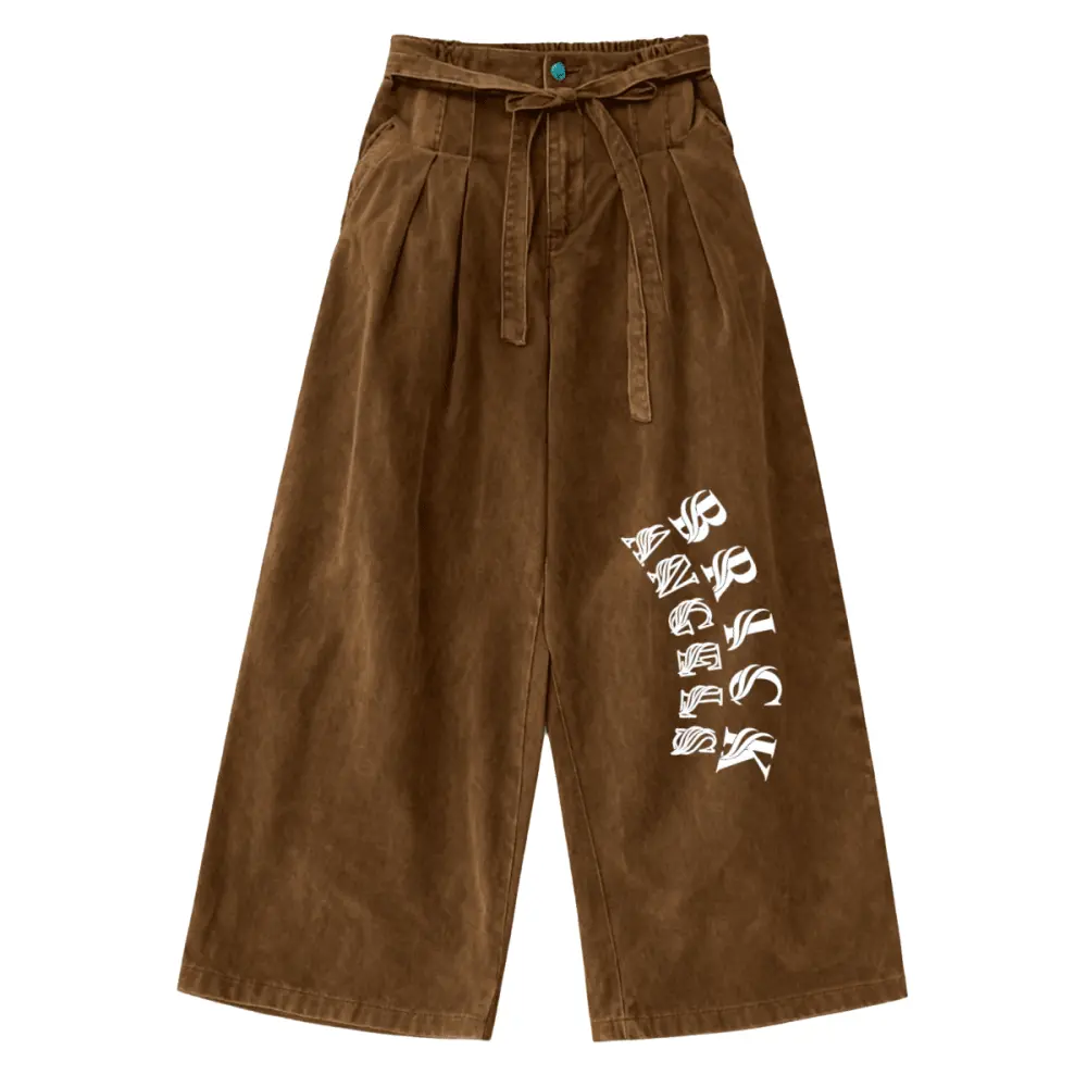 BAC Loose-Fit Brown Washed Curved Denim Jeans Brick Angels Clothing