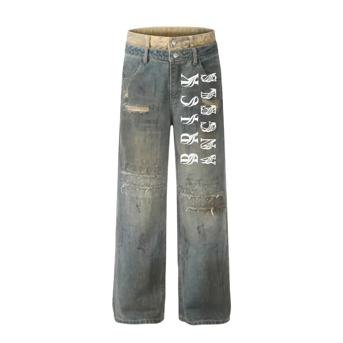 BAC Vintage - style Women's Ripped Jeans Brick Angels Clothing