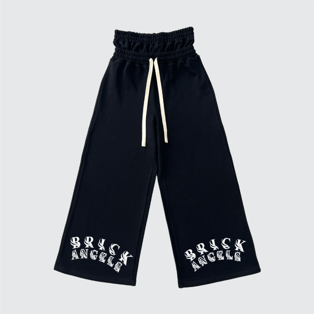 BAC Unisex Heavyweight Double Waist Cotton French Terry Wide-Leg Sweatpants (420GSM) Brick Angels Clothing