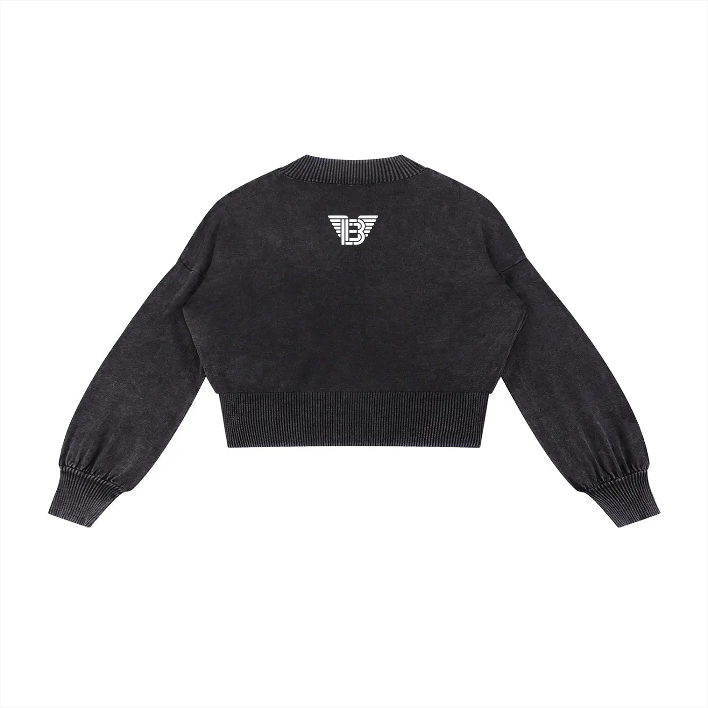 BAC Mineral Wash Balloon Sleeve Cropped Sweater ODMPOD