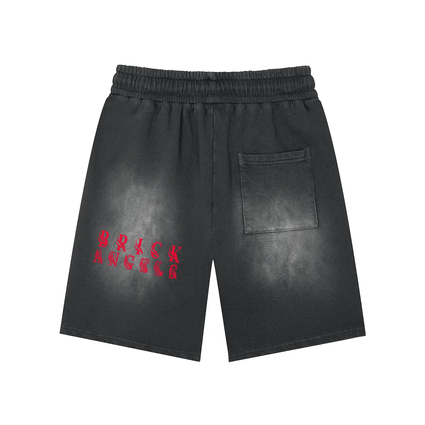 BAC Rectangle Patch Monkey Washed Red Logo Shorts ODMPOD