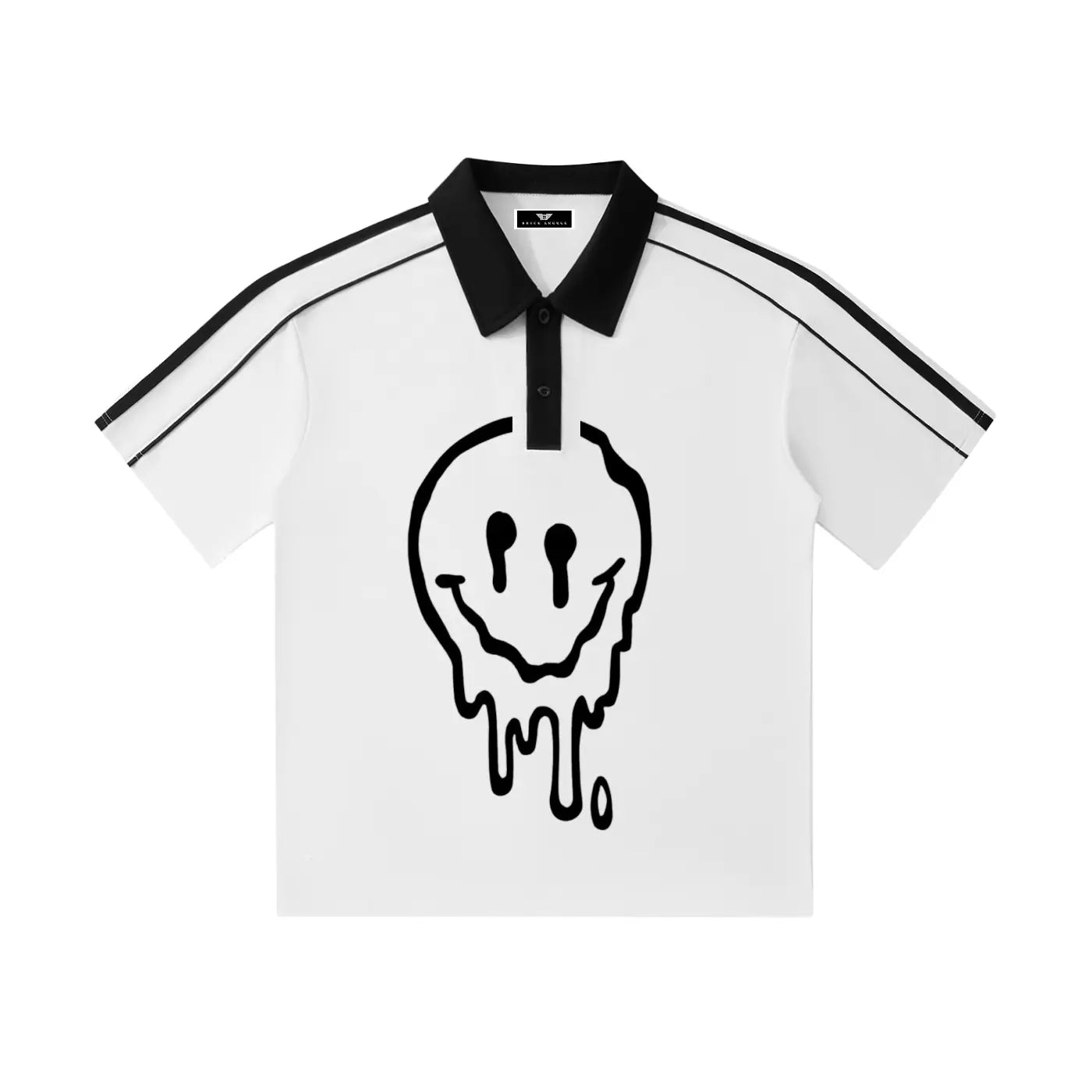 BAC Contrast Collar White Short-Sleeve Polo Shirt ODMPOD