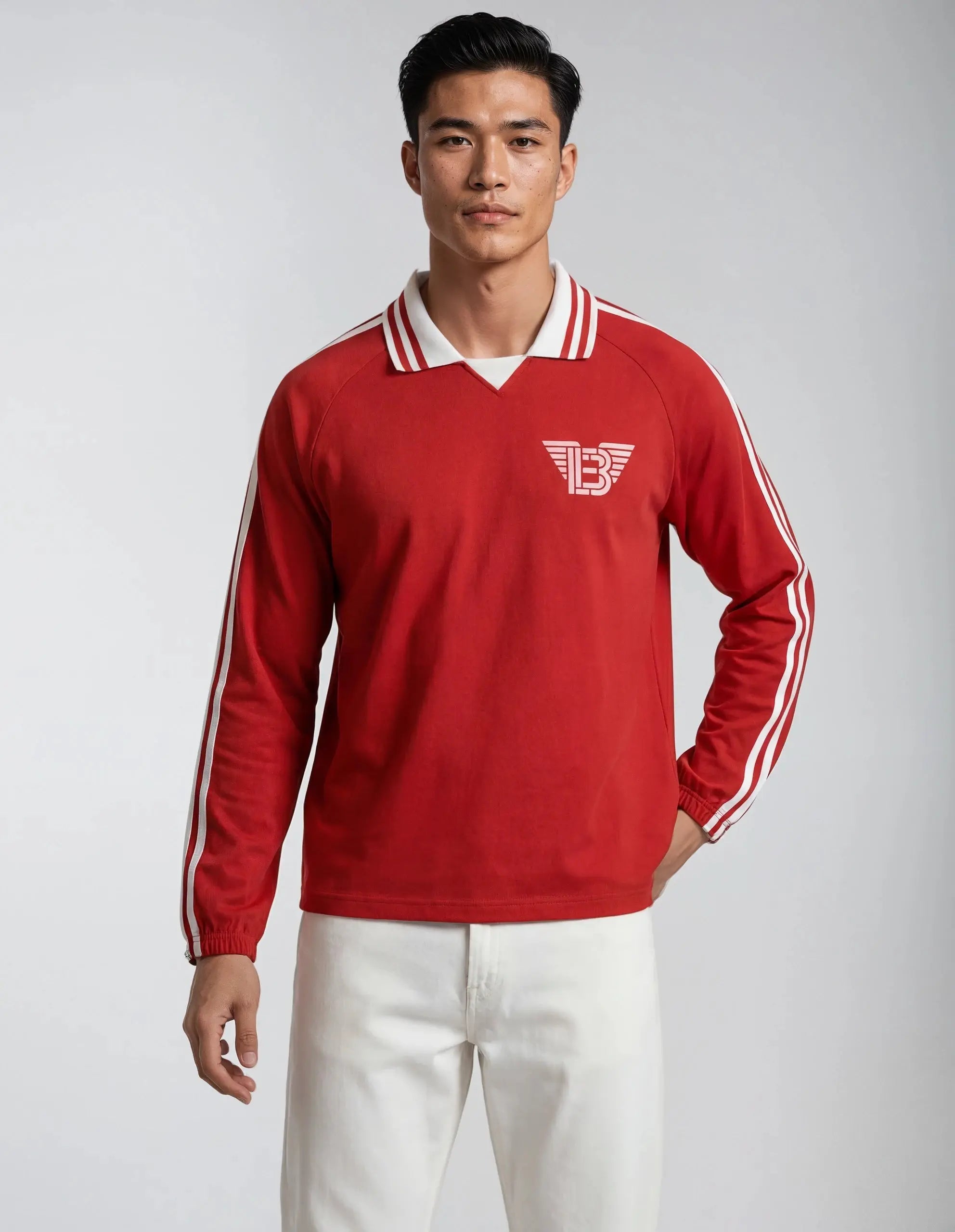 BAC Unisex Contrast Striped Lapel Collar Sweatshirt ODMPOD