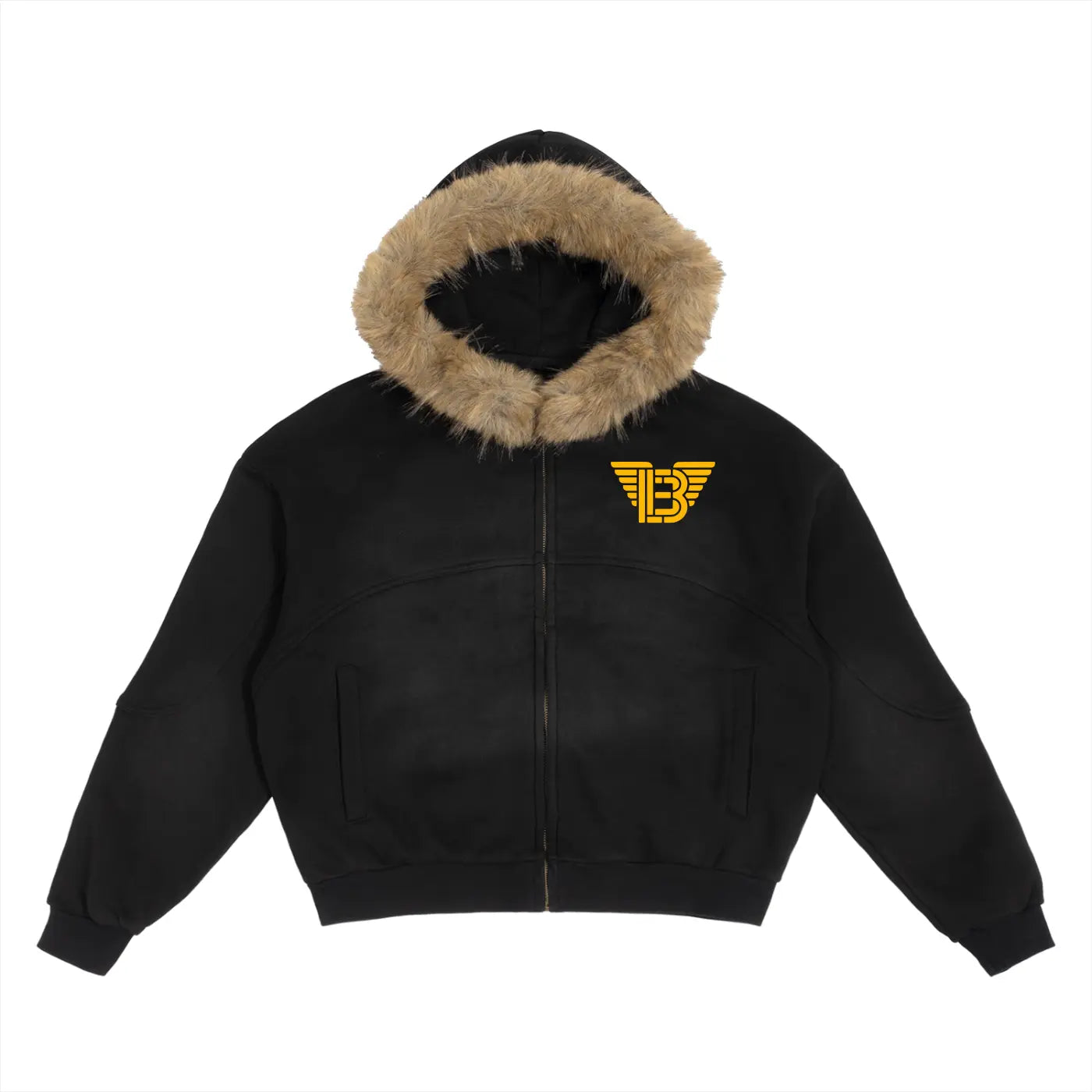 BAC Sun Fade Boxy Detachable Fur Hoodie ODMPOD