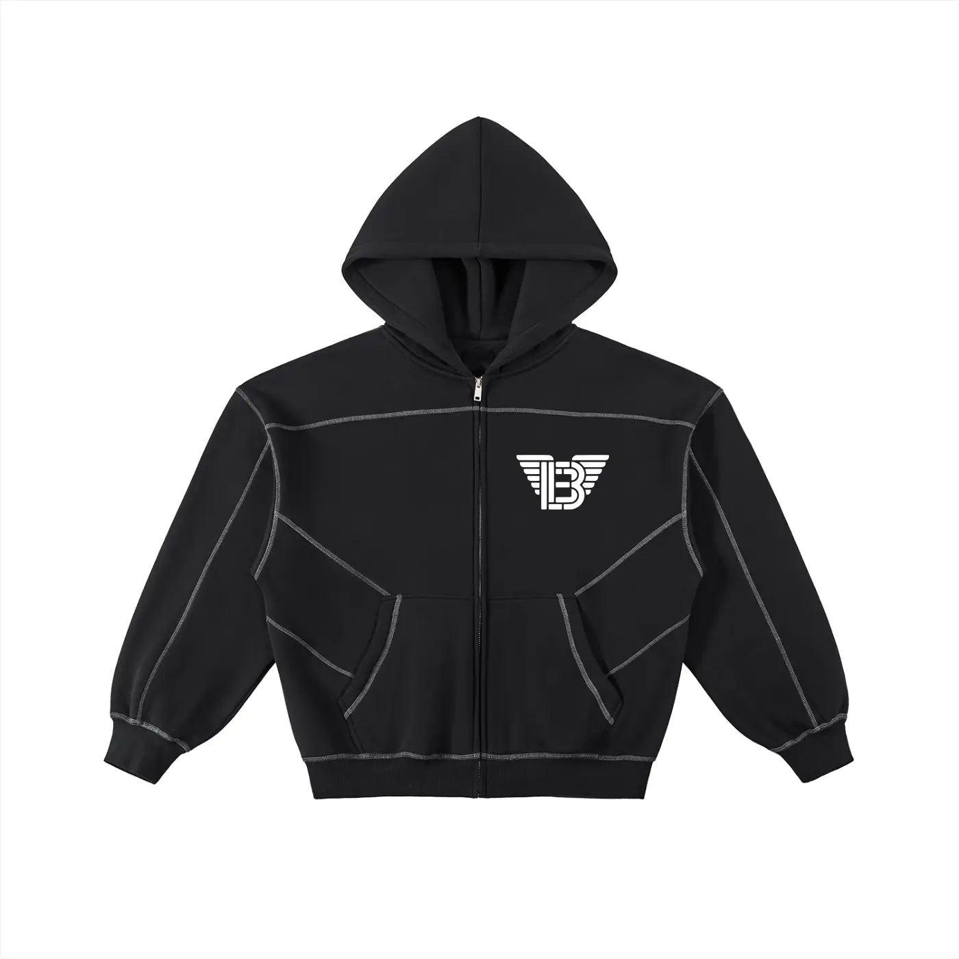 BAC Unisex Contrast-Stitched Boxy Fleece Zip Hoodie ODMPOD