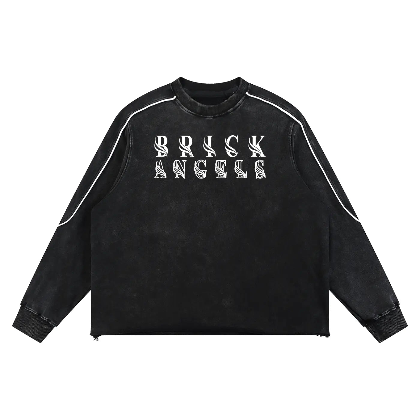 BAC Mineral Wash Piping Raw Hem Sweatshirt White Logo ODMPOD