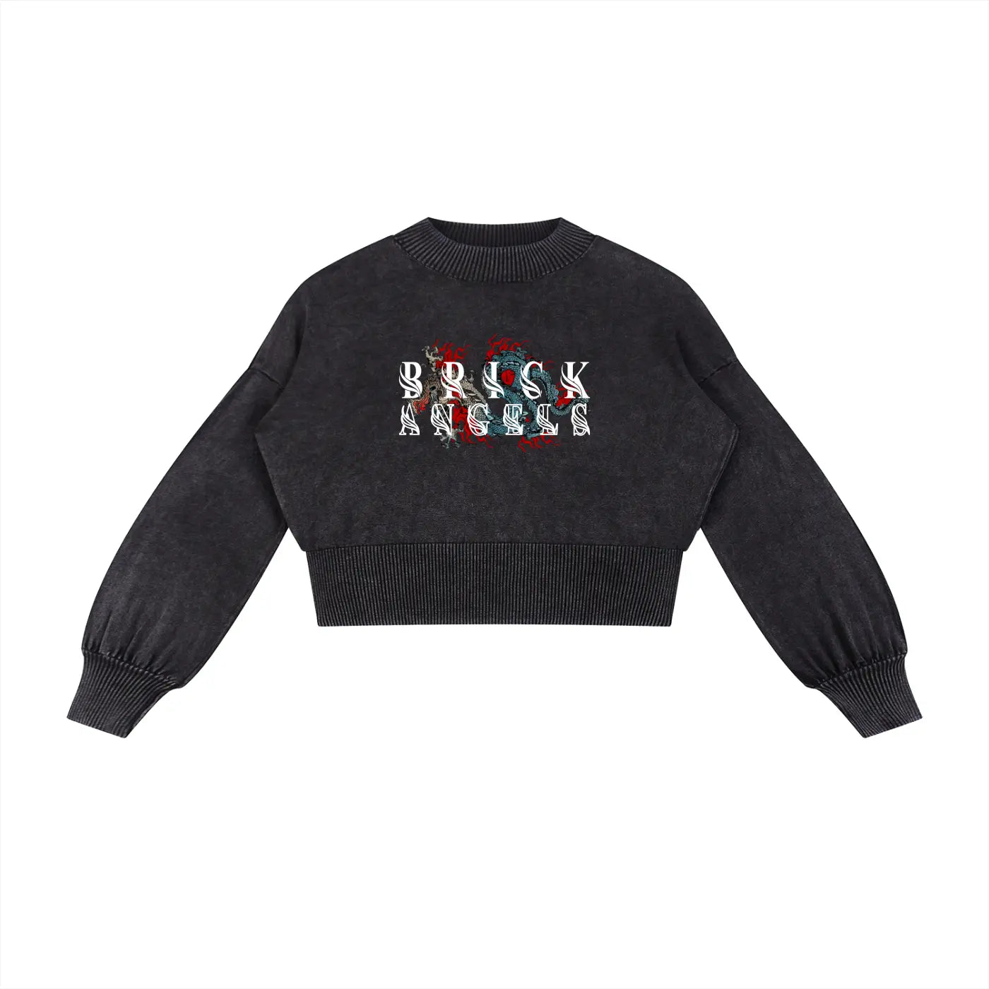 BAC Mineral Wash Balloon Sleeve Cropped Sweater ODMPOD