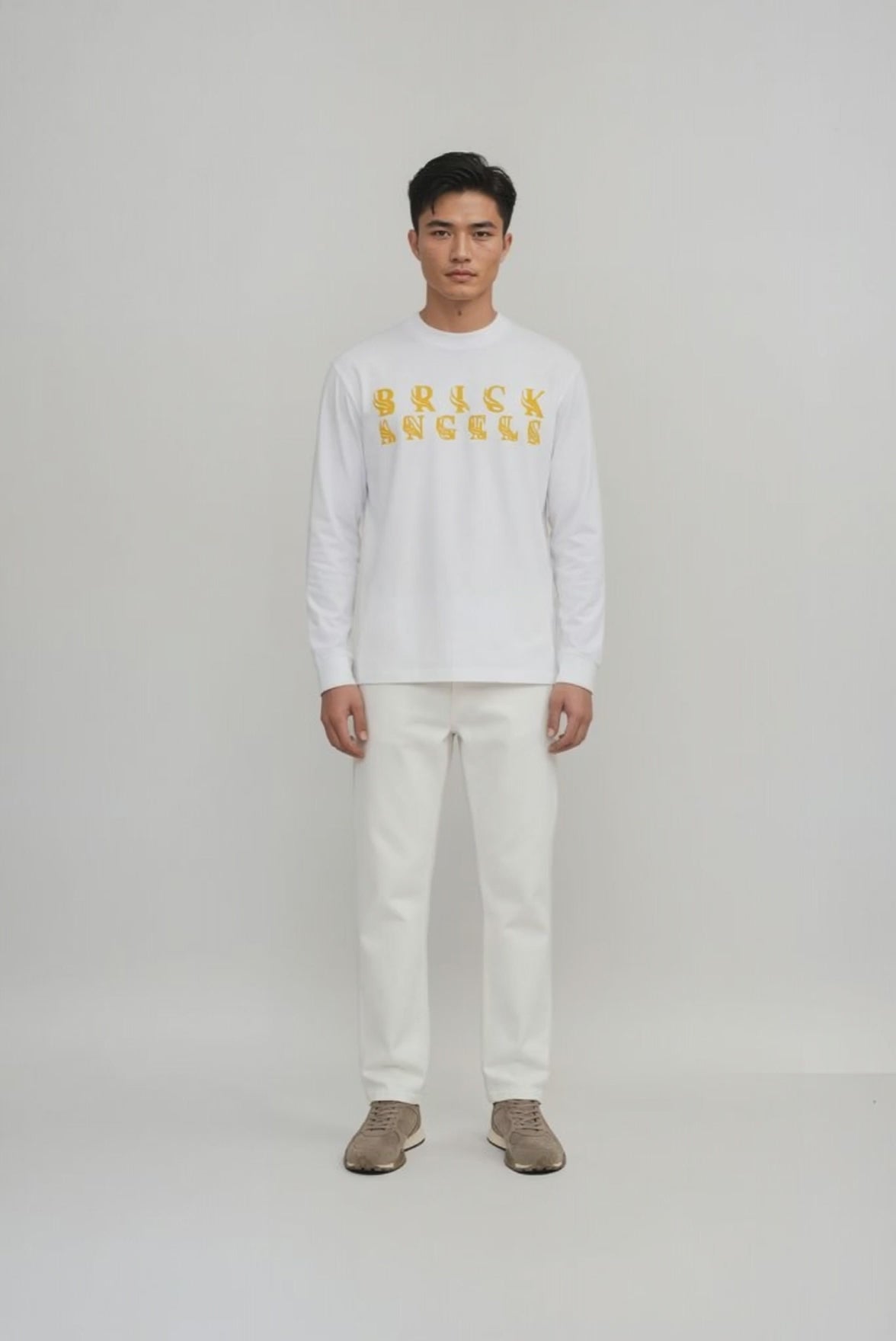 BAC Essential Crewneck Long-Sleeve Gold Logo T-Shirt